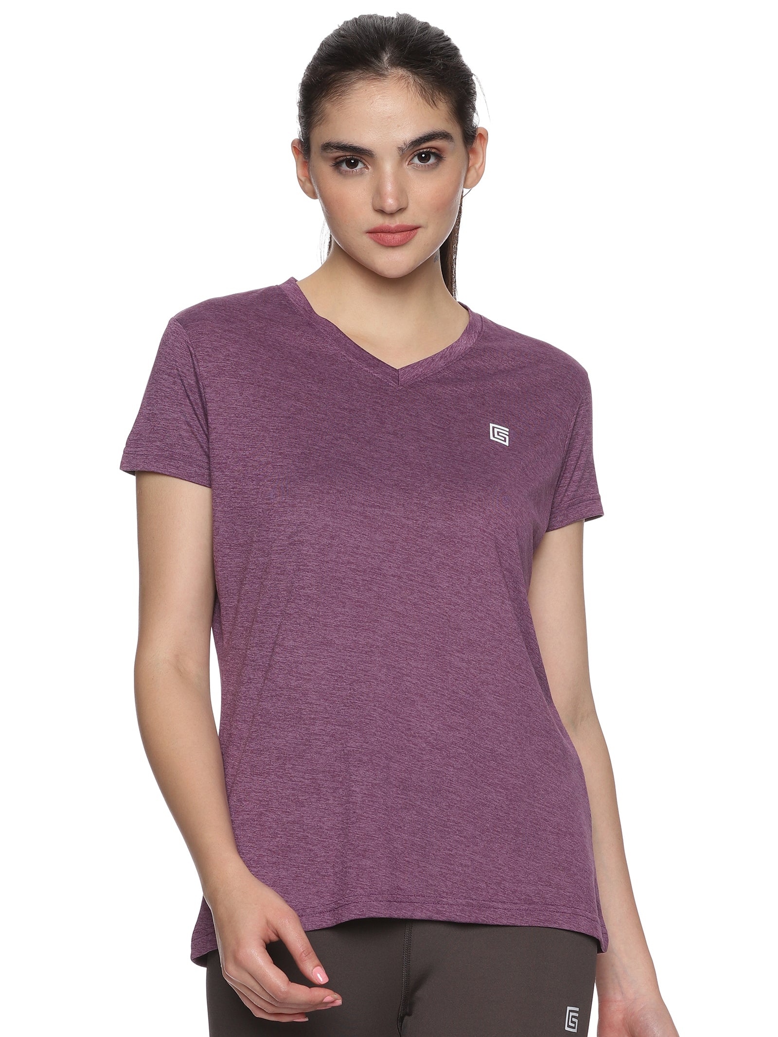 Purple v neck sales t shirt women's