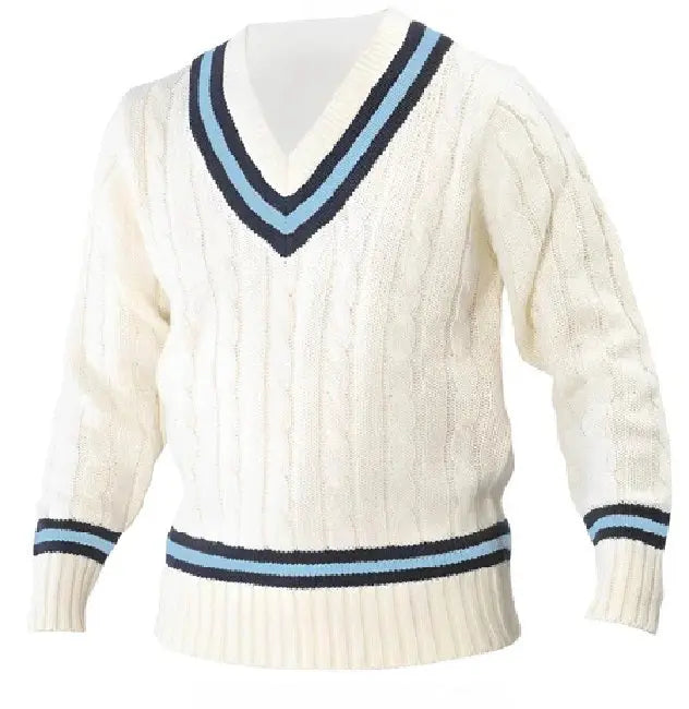 Men's Cricket White Sweater TheluluBerry